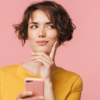 Woman pondering with her cellphone