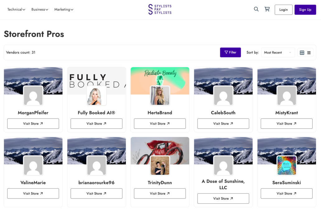 Storefront Pro Directory on Stylists Pay Stylists