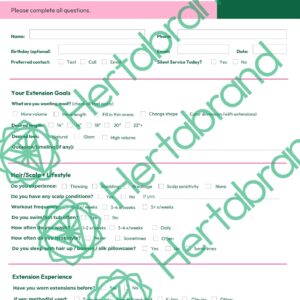 Hair Extensions Consultation Form — New Guest