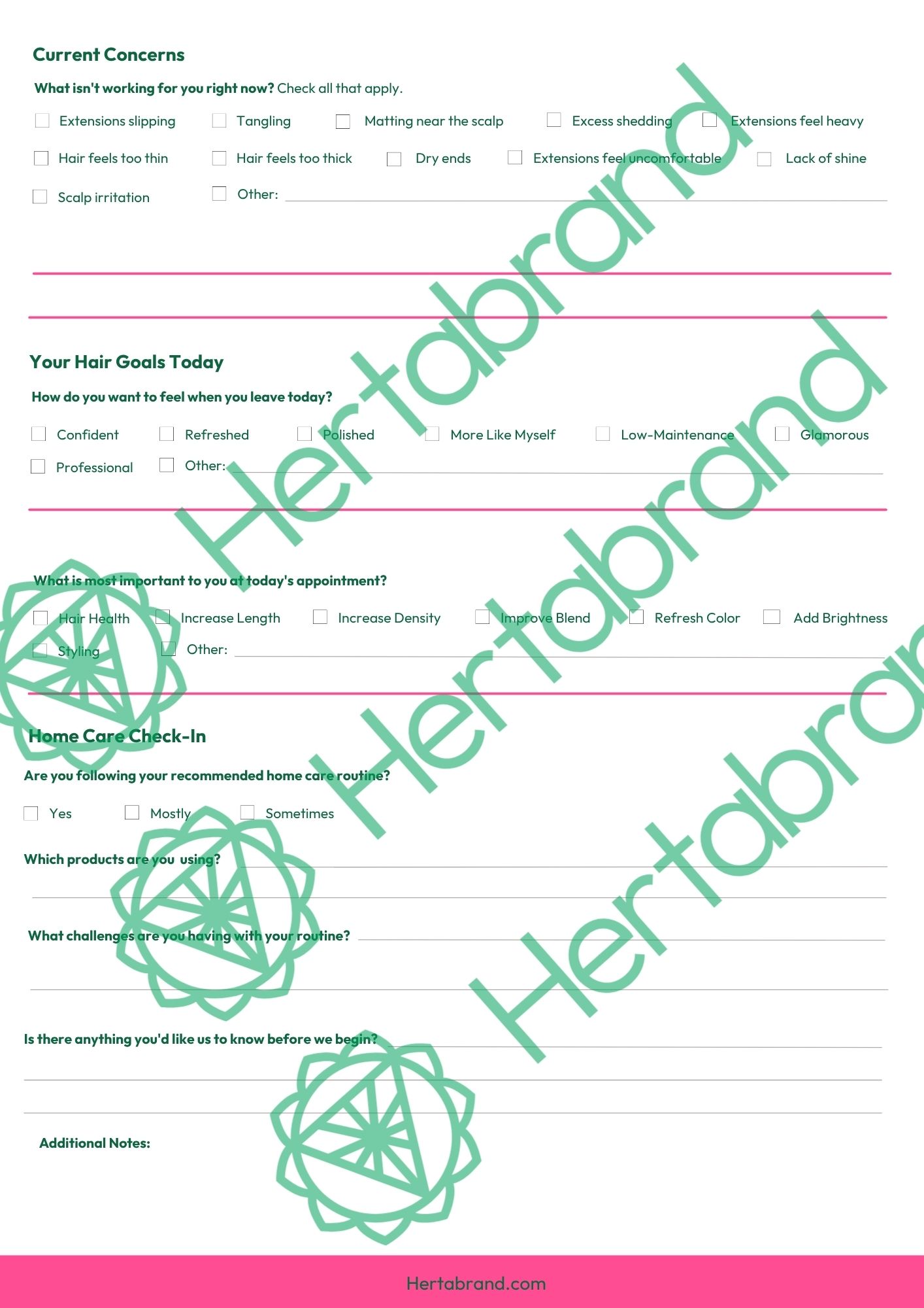 Hair Extensions Consultation Form — Returning Clients