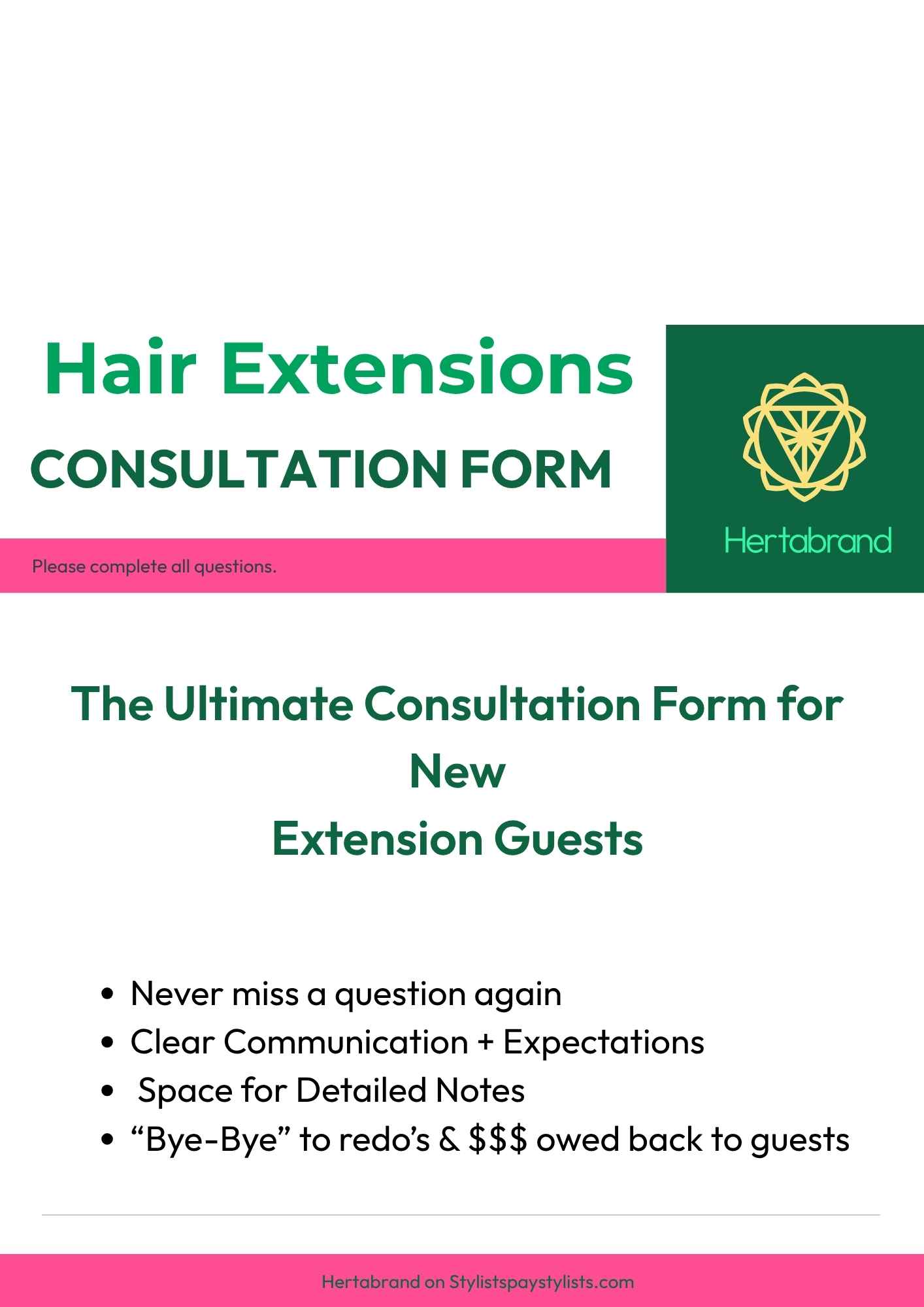 Hair Extensions Consultation Form — New Guest