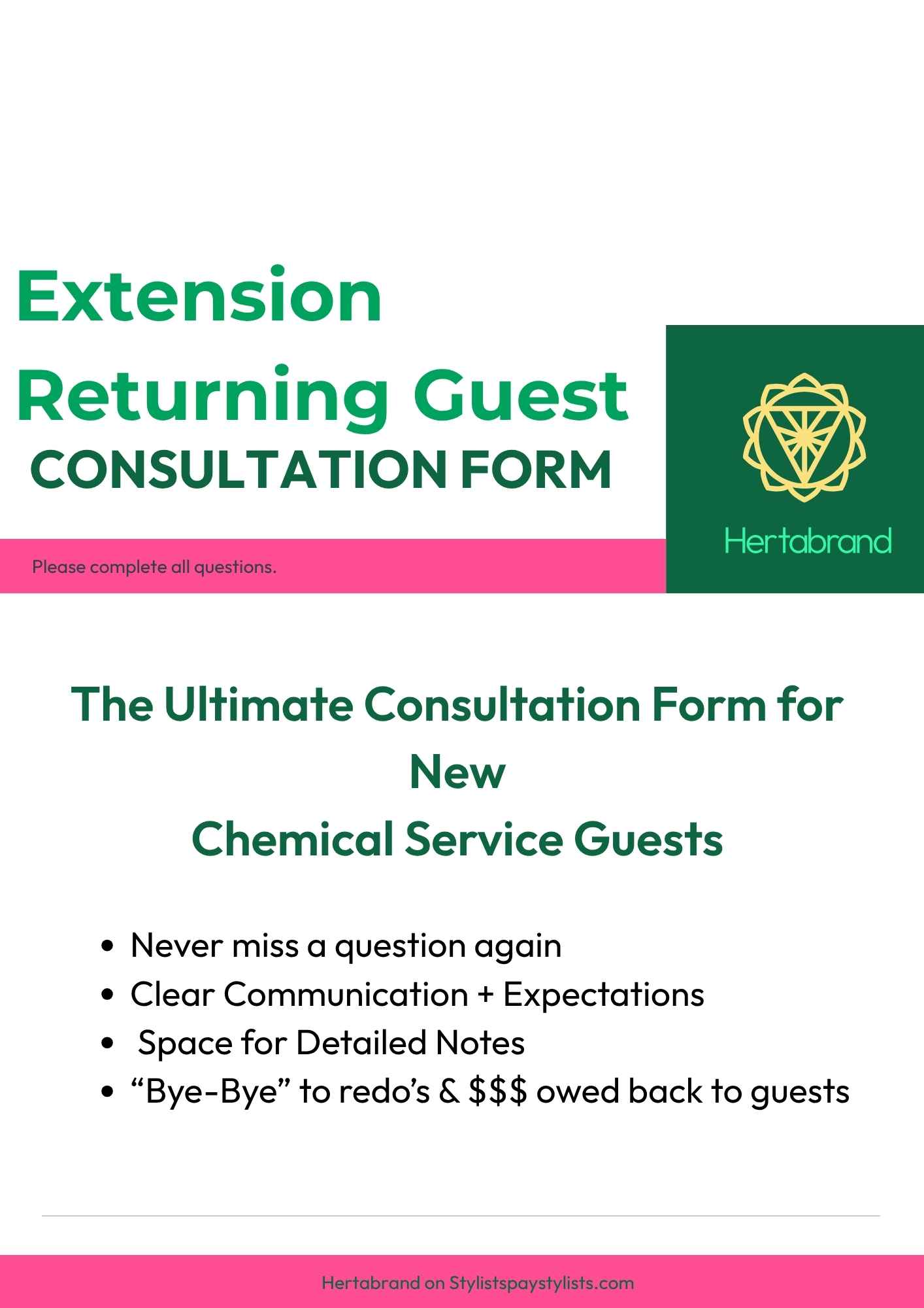 Hair Extensions Consultation Form — Returning Clients